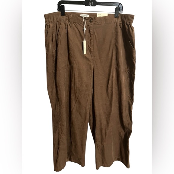 NWT Max Studio London Corduroy Cropped Wide Leg Pants  Plus 2X Brown MidRise - Picture 3 of 12